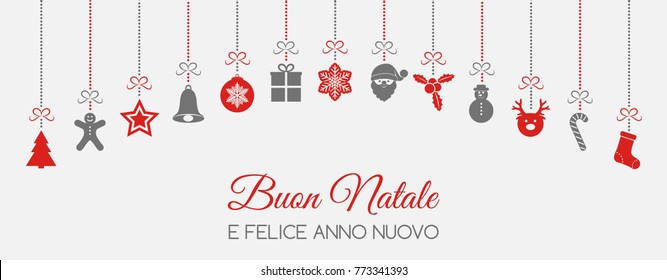 Buon Natale - Merry Christmas in Italian. Christmas decoration. Vector.