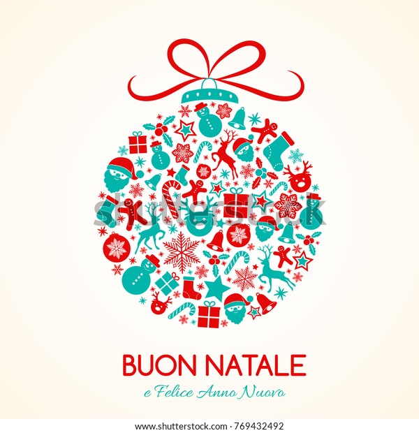 Buon Natale Card.Buon Natale Merry Christmas Spanish Concept Stock Vector Royalty Free 769432492