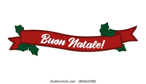 Buon Natale quote in Italian as logo or header. Translated Merry Christmas.    Celebration Lettering for poster, card