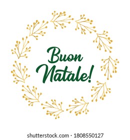 Buon Natale quote in Italian as logo or header. Translated Merry Christmas.    Celebration Lettering for poster, card