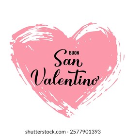 Buon San Valentino - Happy Valentines Day in Italian. Calligraphy hand lettering on grunge heart. Vector template for poster, postcard, logo design, flyer, banner, shirt, etc