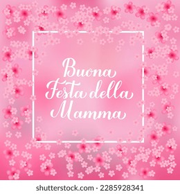 Banner de Buona festa della Mamma. Feliz Día de la Madre en italiano. Plantilla vectorial para tipografía afiche, tarjeta de saludo, invitación, etc.