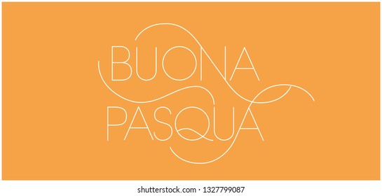 Buona Pasqua - Happy Easter hand drawn lettering, written in Italian, on yellow background. Flat vector illustration for Easter design and decoration, invitations, greetings, cards, posters, prints.