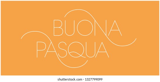 Buona Pasqua - Happy Easter hand drawn lettering, written in Italian, on yellow background. Flat vector illustration for Easter design and decoration, cards, invitations, greetings, posters, prints.