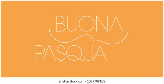 Buona Pasqua - Happy Easter hand drawn lettering, written in Italian, on yellow background. Flat vector illustration for Easter design and decoration, greetings, invitations, cards, posters, prints.