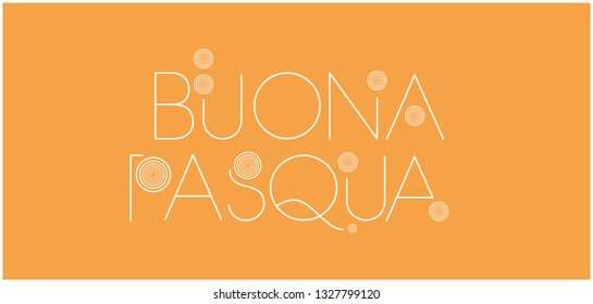 Buona Pasqua - Happy Easter hand drawn lettering, written in Italian, on yellow background. Flat vector illustration for Easter design and decoration, cards, invitations, greetings, posters, web.