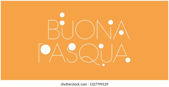 Buona Pasqua - Happy Easter hand drawn lettering, written in Italian, on yellow background. Flat vector illustration for Easter design and decoration, cards, posters, greetings, invitations, prints.