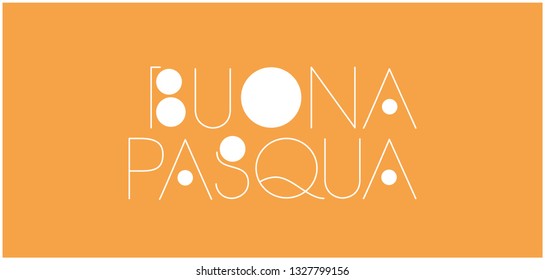 Buona Pasqua - Happy Easter hand drawn lettering, written in Italian, on yellow background. Flat vector illustration for cards, greetings, invitations, posters, prints, Easter design and decoration.