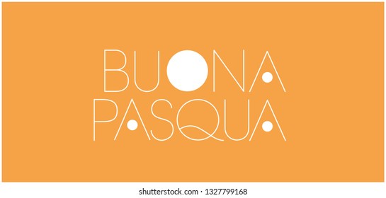 Buona Pasqua - Happy Easter hand drawn lettering, written in Italian, on yellow background. Flat vector illustration for invitations, greetings, cards, posters, prints, Easter design and decoration.