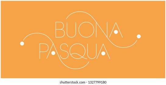 Buona Pasqua - Happy Easter hand drawn lettering, written in Italian, on yellow background. Flat vector illustration for Easter design and decoration, greetings, invitations, cards,  prints, posters.