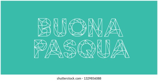 Buona Pasqua - Happy Easter hand drawn lettering, written in Italian, on turquoise background. Flat vector illustration for cards, invitations, greetings, prints, Easter design and decoration, web.