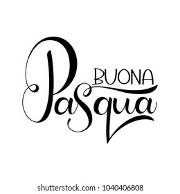 Buona Pasqua lettering. Happy Easter colorful lettering in Italian. Hand written Easter phrases. Seasons Greetings