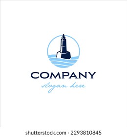 Buoy floating logo with waves in masculine style design