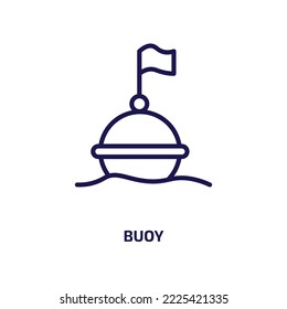 Booy-Symbol aus der nautischen Sammlung. Dünne Linearboje, Schutz, Ringumriss einzeln auf weißem Hintergrund. Zeilensymbol, Symbol für Web und Mobile
