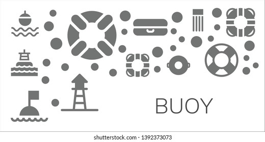 Buoy Icon Set. 11 Filled Buoy Icons.  Collection Of - Float, Lifesaver, Buoy, Lifebuoy, Lifeguard