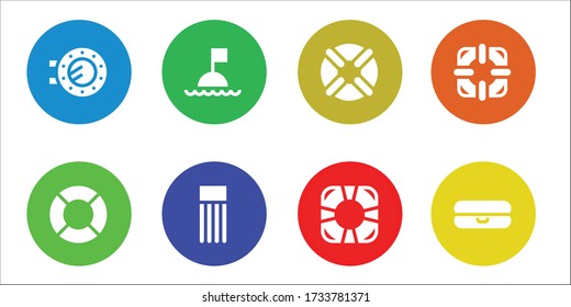 conjunto de iconos de la boya. 8 iconos de boya rellenos.  Iconos modernos sencillos como: Portol, Salvavidas, Buoy, Float, Lifebuoy, Lifesaver