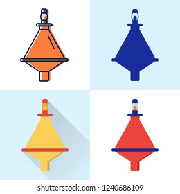 Buoy icon set in flat and line styles
