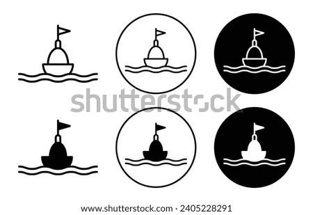 Buoy Icon symbol set. ocean water with buoy lifesaver marker for direction navigation vector. sea waterway signal in buoy flag line icon