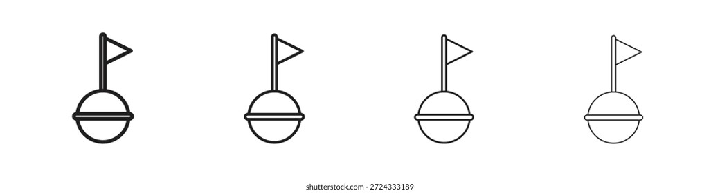 Iconos de la boya, conjunto de iconos lineales. Iconos lineales negros de la palma