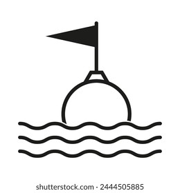 Buoy on water with flag icon. Vector illustration. EPS 10.