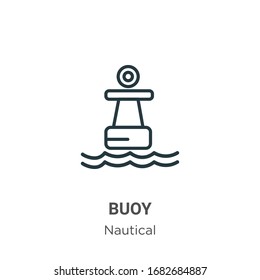 Buoy outline vector icon. Thin line black buoy icon, flat vector simple element illustration from editable nautical concept isolated stroke on white background