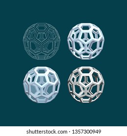 Buoyancy Of The Body. Truncated Icosahedron. Images Of A Polyhedron On A Blue Background.