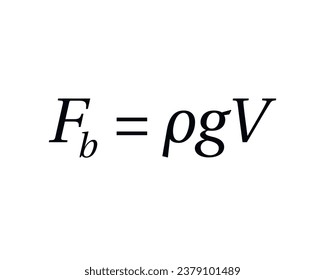 Buoyancy Formula on the white background. Education. Science. Important Physics Formula. Vector illustration.