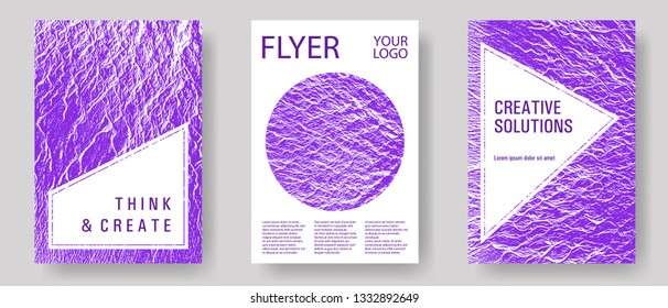 Buoyant wavy flux background pattern. Proton purple color waves textures. Creative publication cover pages.