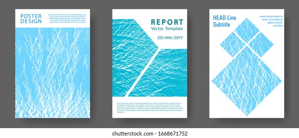 Buoyant wavy flux background pattern. Blue sea water waves texture backdrops. Geometric typography cover.