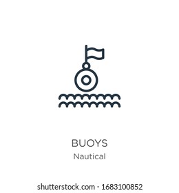 Buoys icon. Thin linear buoys outline icon isolated on white background from nautical collection. Line vector sign, symbol for web and mobile