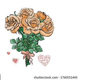 Buquet of roses, Rose flowers drawing vector illustration.