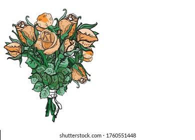 Buquet of roses, Rose flowers drawing vector illustration.