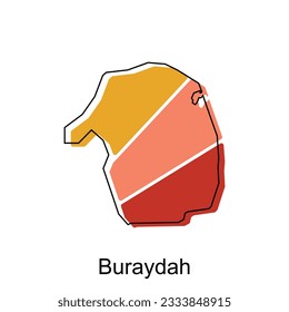 Buraydah map. vector map of Saudi Arabia capital Country colorful design, illustration design template on white background