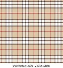 Burberry Plaid Pattern for fabrics prints,  textile, backgrounds. British Scottish Seamless Vector Pattern