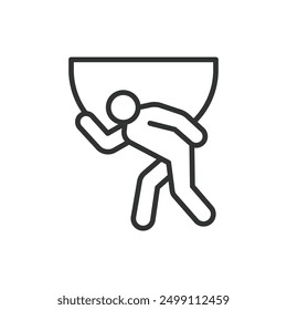 Burden, in line design. burden, weight, stress, pressure, heavy load, responsibility, struggle on white background vector. For the theme Burden editable stroke icon.