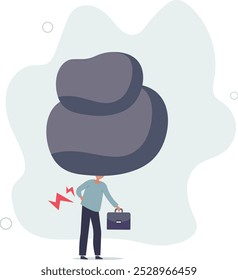 Burden, obligation to pay off, heavy stress problem or difficulty, work pressure thinking to make decision,flat design with people.