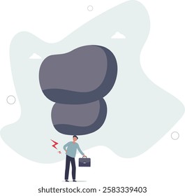Burden, obligation to pay off, heavy stress problem or difficulty, work pressure thinking to make decision, overload duty or overthinking concept.flat character life .