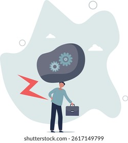 Burden, obligation to pay off, heavy stress problem or difficulty, work pressure thinking to make decision, overload duty or overthinking concept. character life .