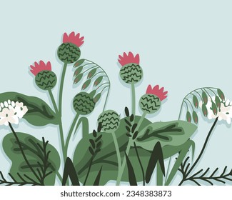 Burdock summer plants vector background