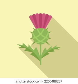 Burdock thistle icon flat vector. Milk plant. Cirsium stem
