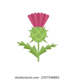 Burdock thistle icon flat vector. Milk plant. Cirsium stem isolated