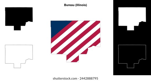 Bureau county (Illinois) outline map set