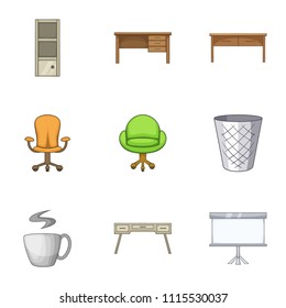 Bureau icons set. Cartoon set of 9 bureau vector icons for web isolated on white background