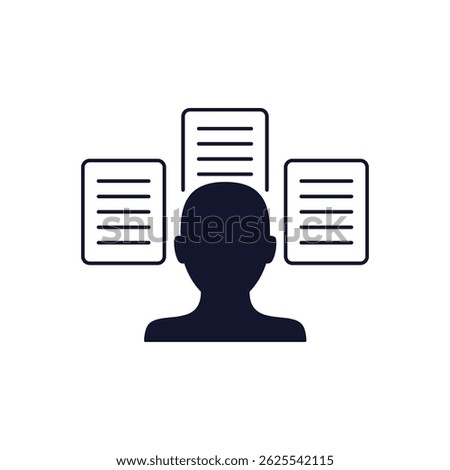 Bureaucracy icon with documents and a person