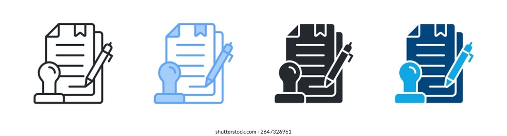 Bureaucracy Icon Set Multiple Style. Designed In Outline, Blue, Glyph, Dual Tone