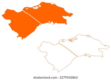 Buren municipality (Kingdom of the Netherlands, Holland, Gelderland or Guelders province) map vector illustration, scribble sketch Buren map