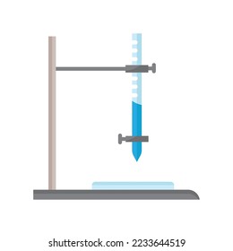 Burette para experimentos químicos en el laboratorio. Ilustración vectorial - Eps 10