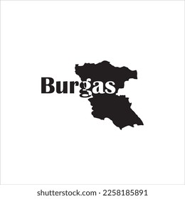 Burgas map and black lettering design on white background