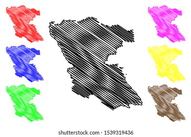 Burgas Province (Republic of Bulgaria, Provinces of Bulgaria) map vector illustration, scribble sketch Burgas map