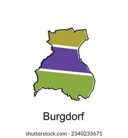 Burgdorf High detailed illustration map, World map country vector illustration template